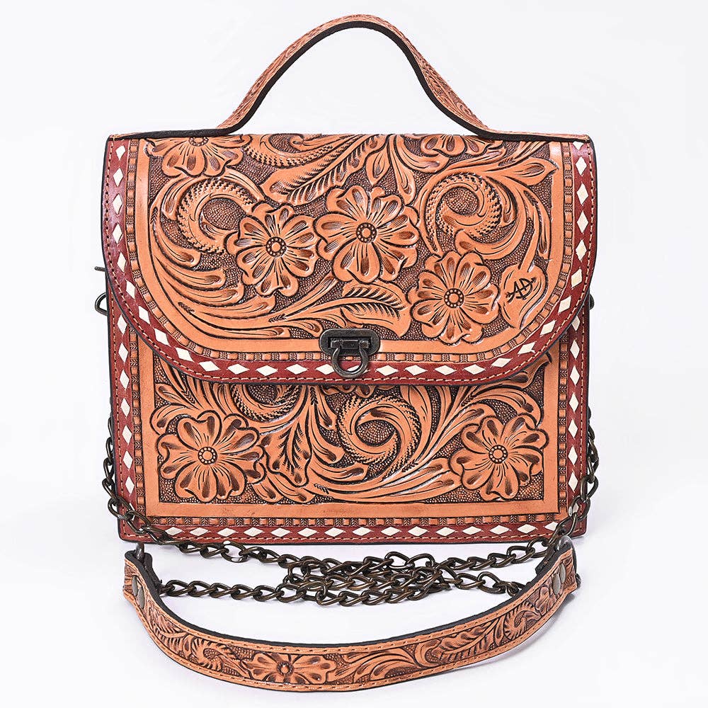 American Darling Hand Tooled Floral Carved Leather Bag