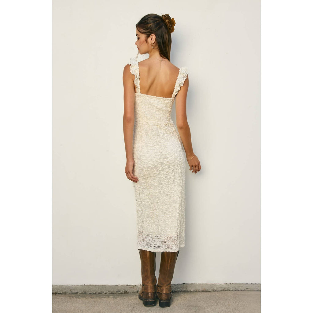 Breeze & Blossom Flutter Ruffled Midi Dress