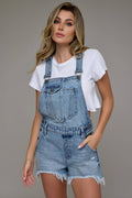 Medium Wash Frayed Hem Shortall