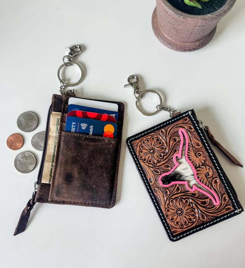 Tooled Leather Keychain Wallet