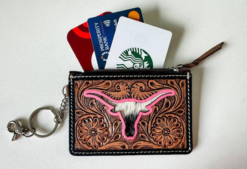 Tooled Leather Keychain Wallet