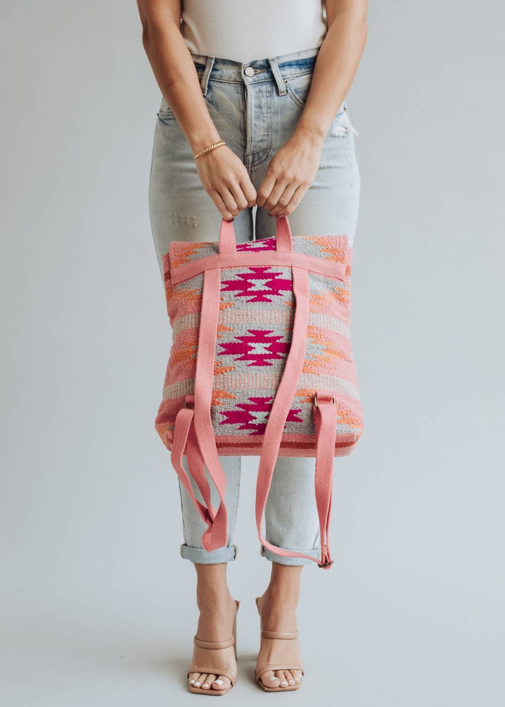 Orange, Bright Pink & Slate Aztec Backpack