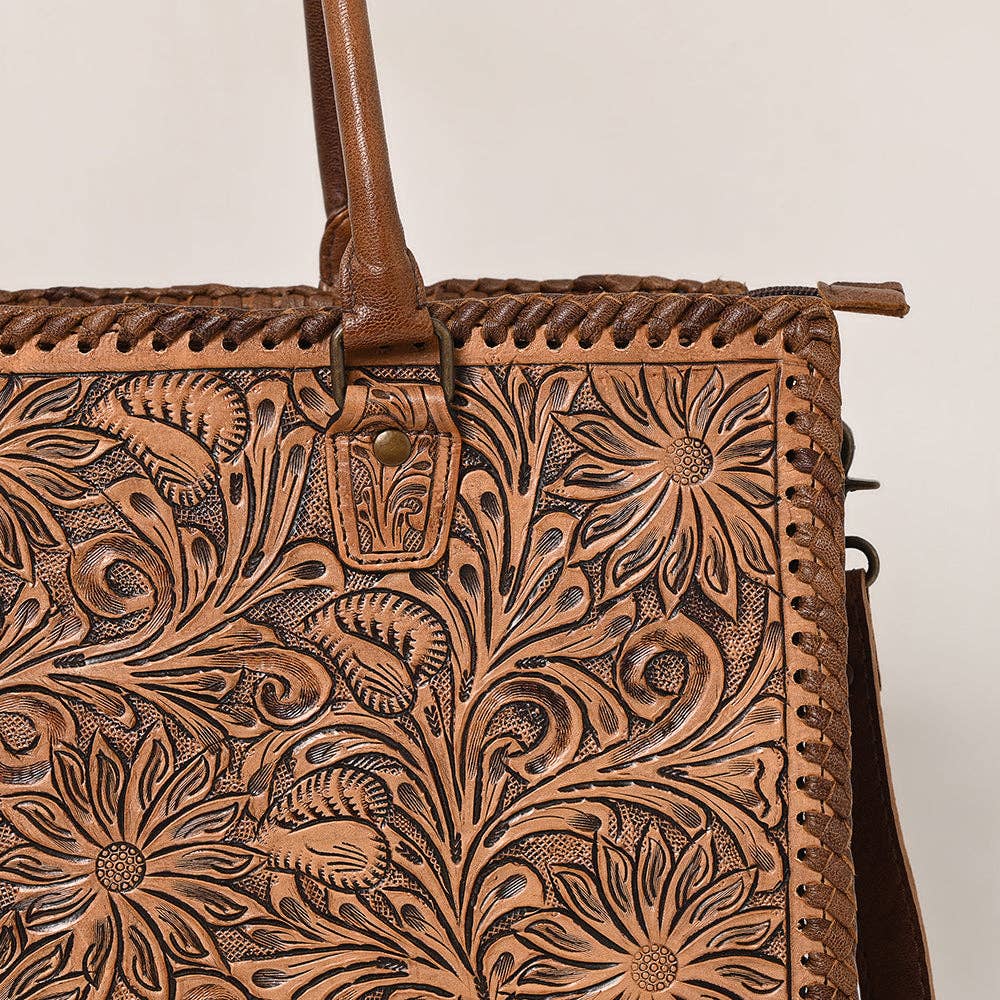 Hand Tooled Leather Tote Bag