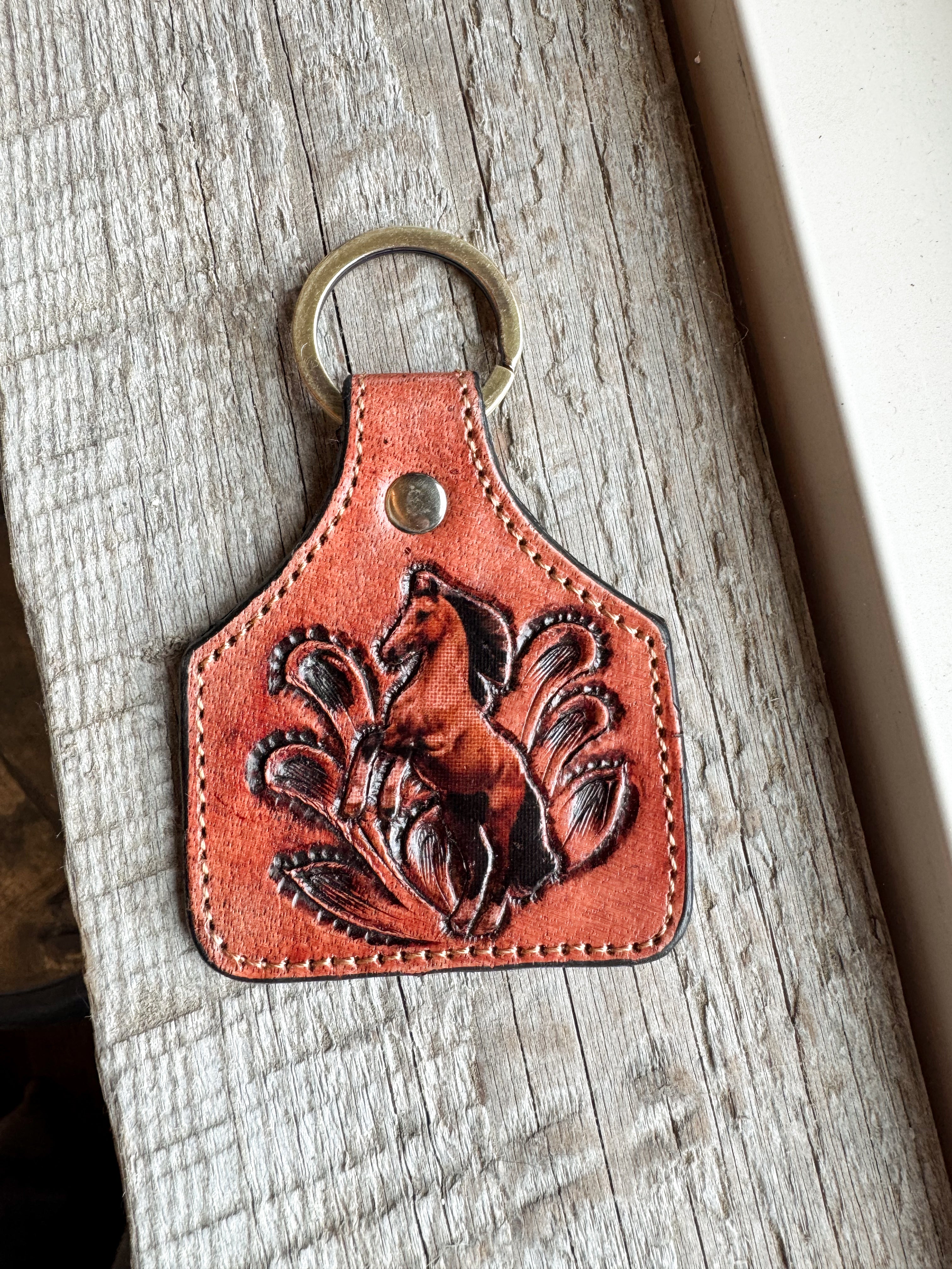 Double Sided Cow Tag Keychain