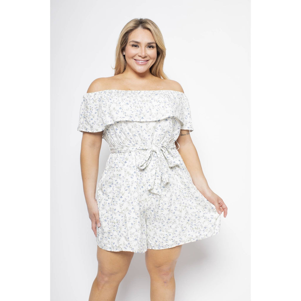 Plus Size Floral Off Shoulder Romper