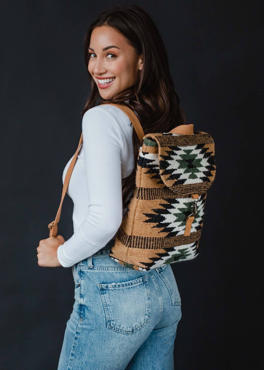 Brown, Black & Green Aztec Backpack