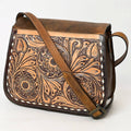 Tooled Leather Crossbody Flap Bag