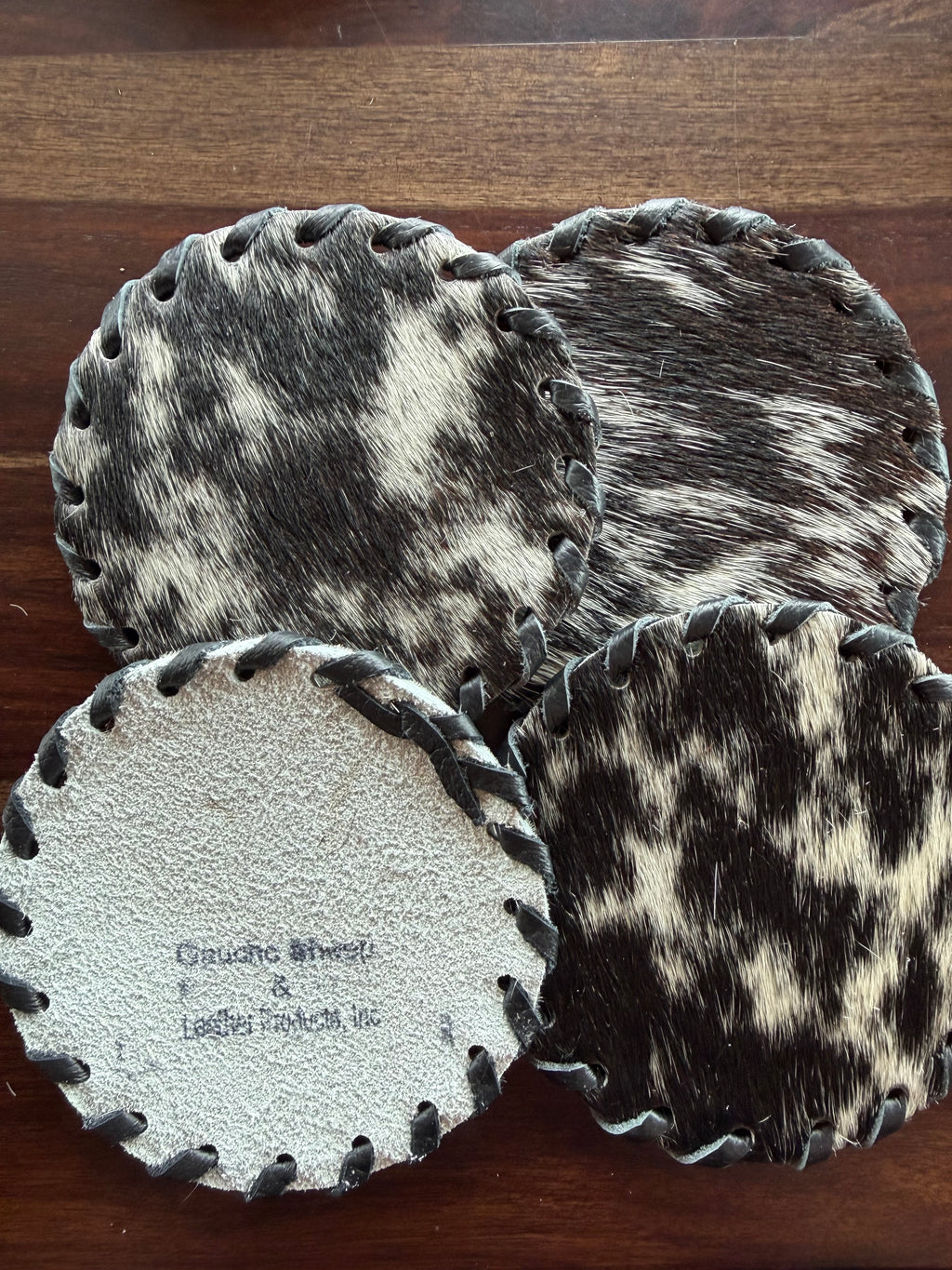 Cowhide Coaster Set