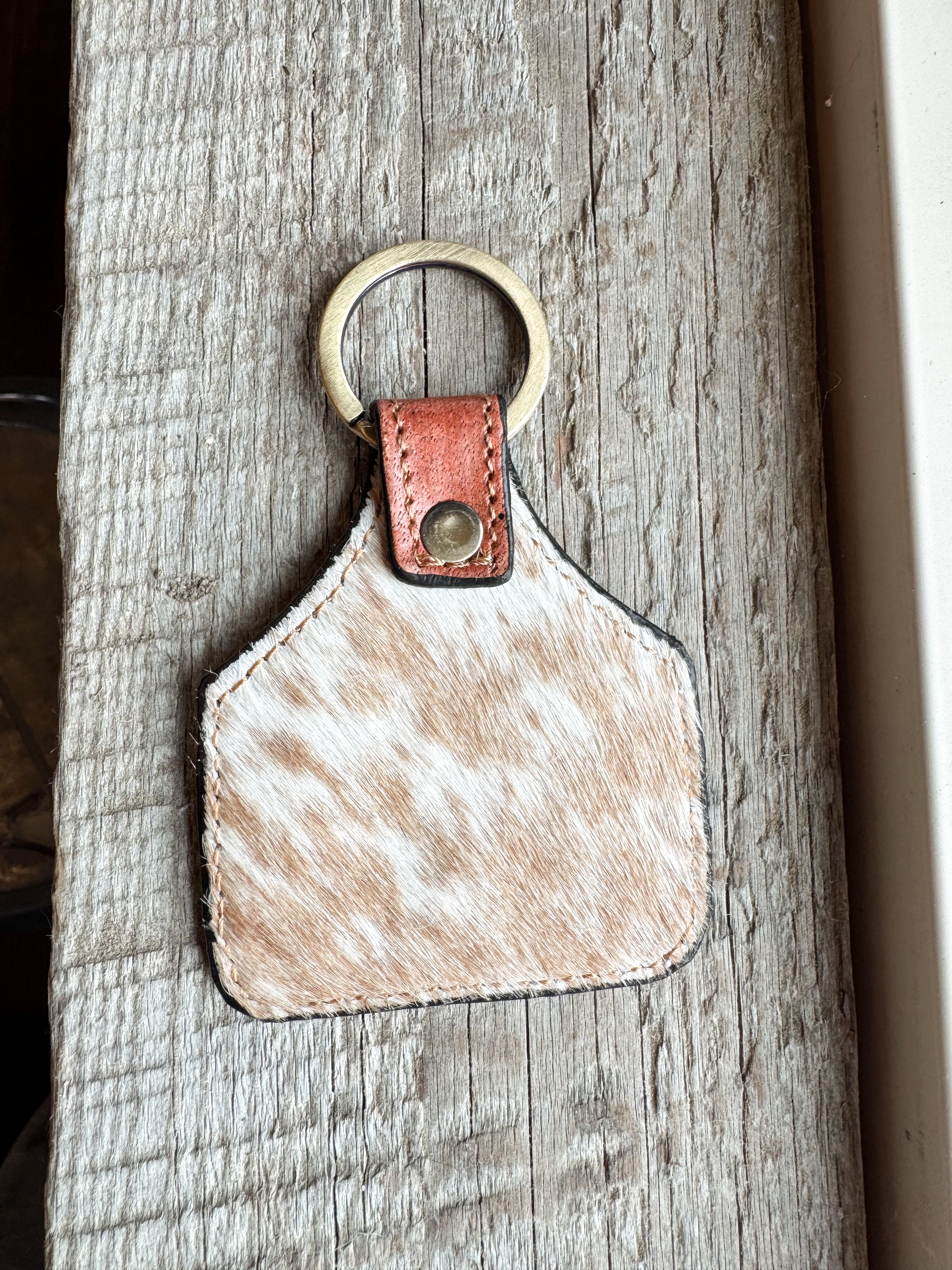 Double Sided Cow Tag Keychain