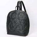 Floral Hand-Tooled Leather Backpack