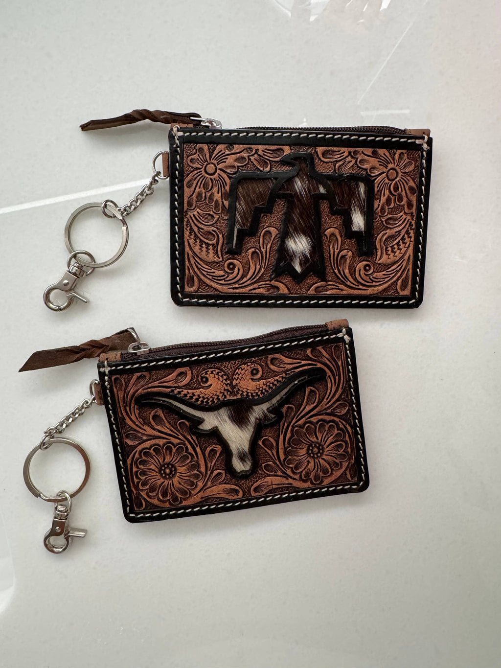 Cowhide and Leather Keychain Wallet