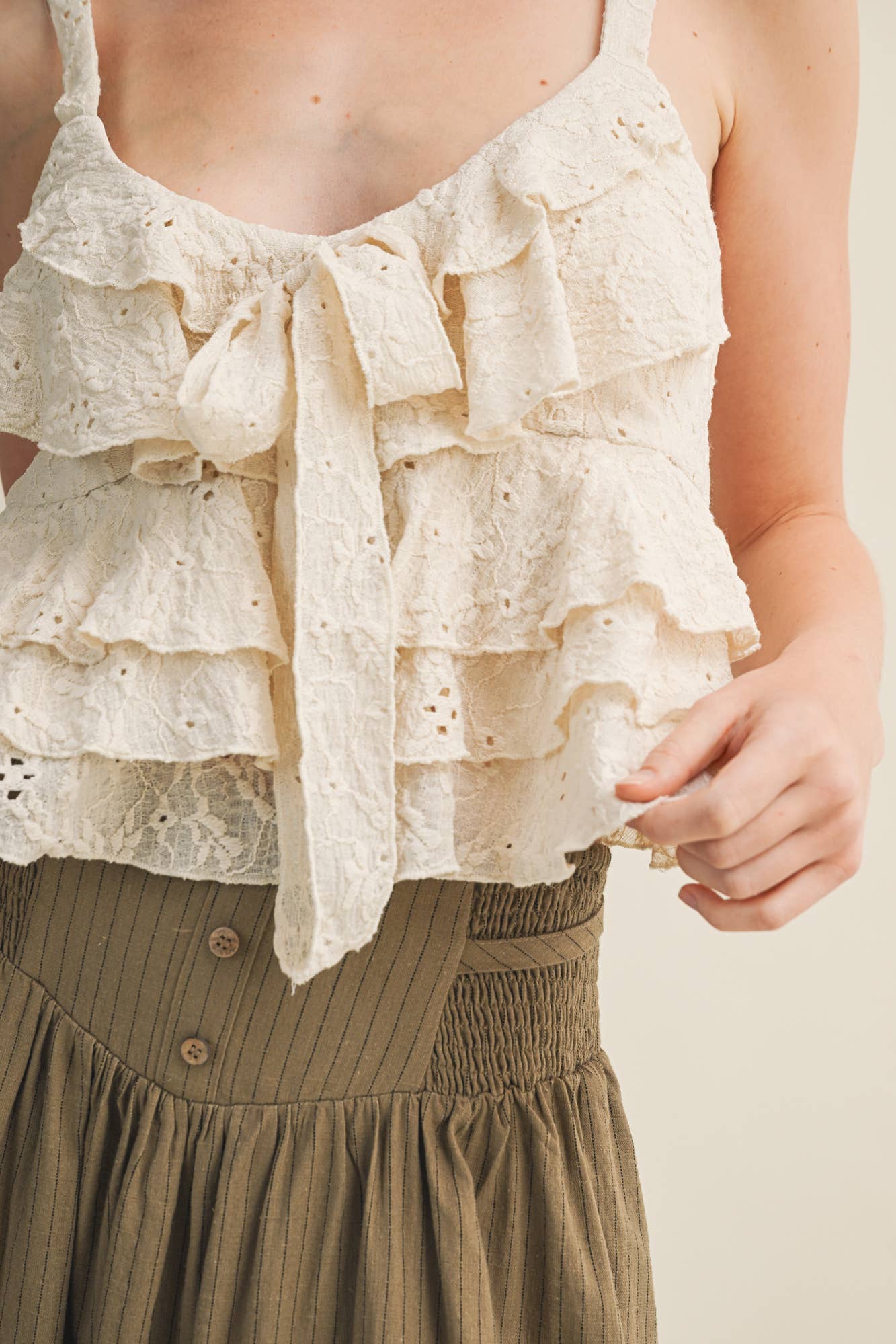 Jacquard Ruffle Jersey Cami