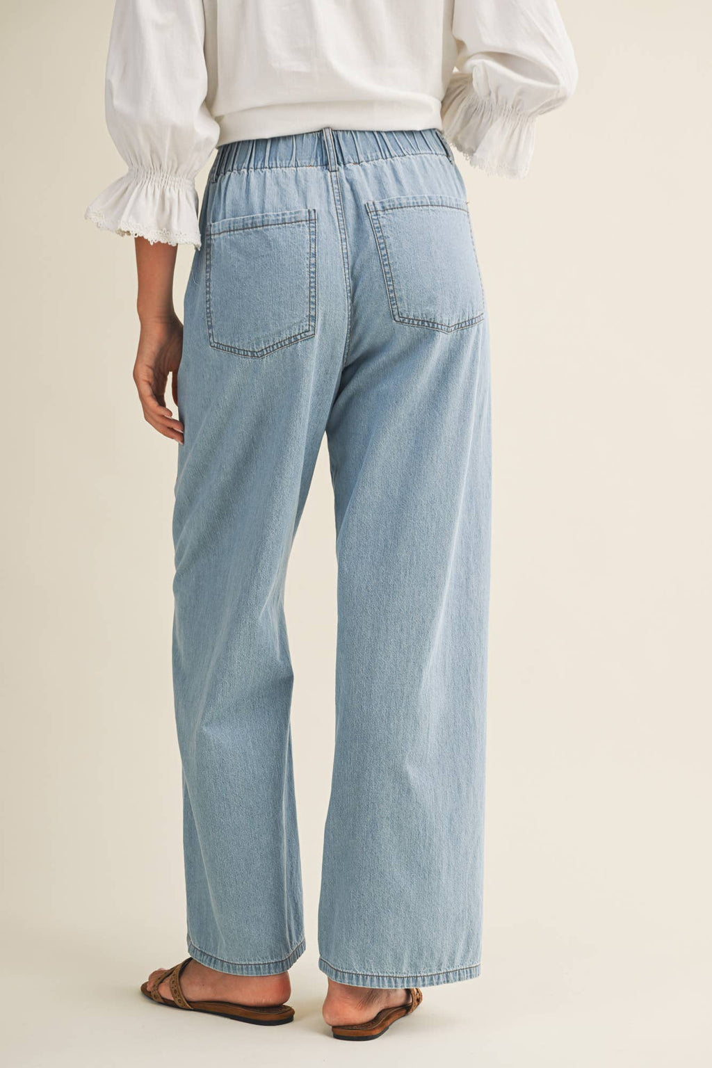 Relaxed Denim Drawstring Pants