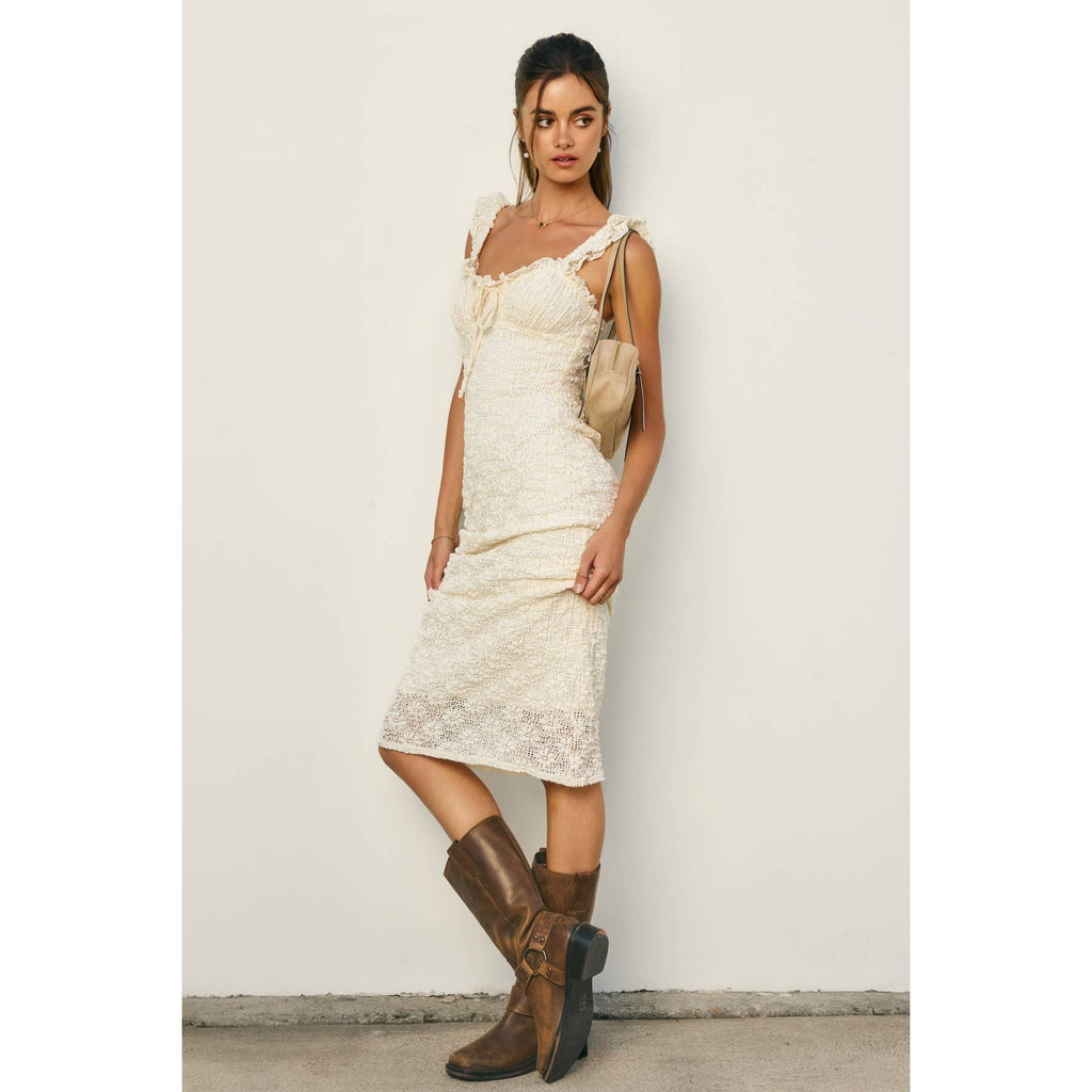 Breeze & Blossom Flutter Ruffled Midi Dress