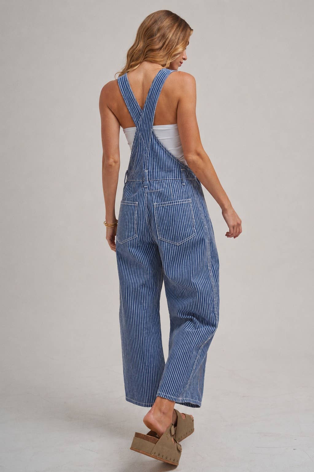 Striped Denim Overalls