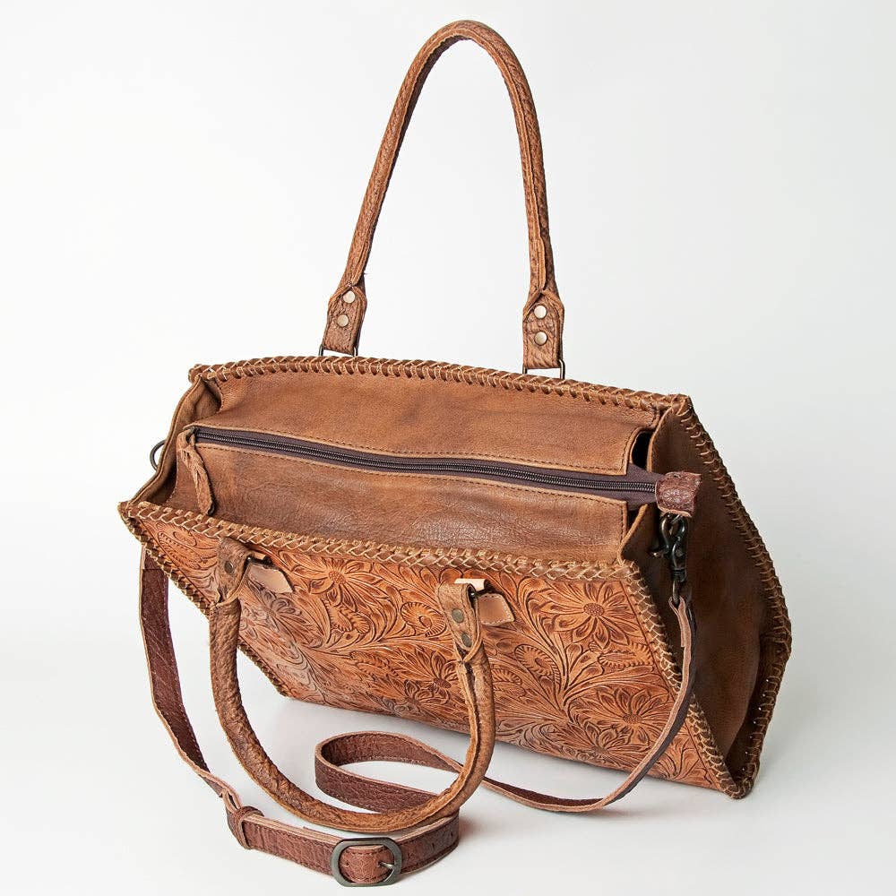 Hand Tooled Leather Tote Bag