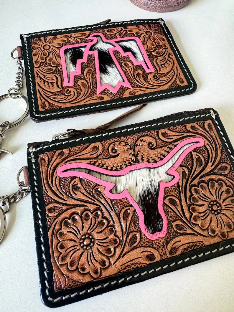 Tooled Leather Keychain Wallet