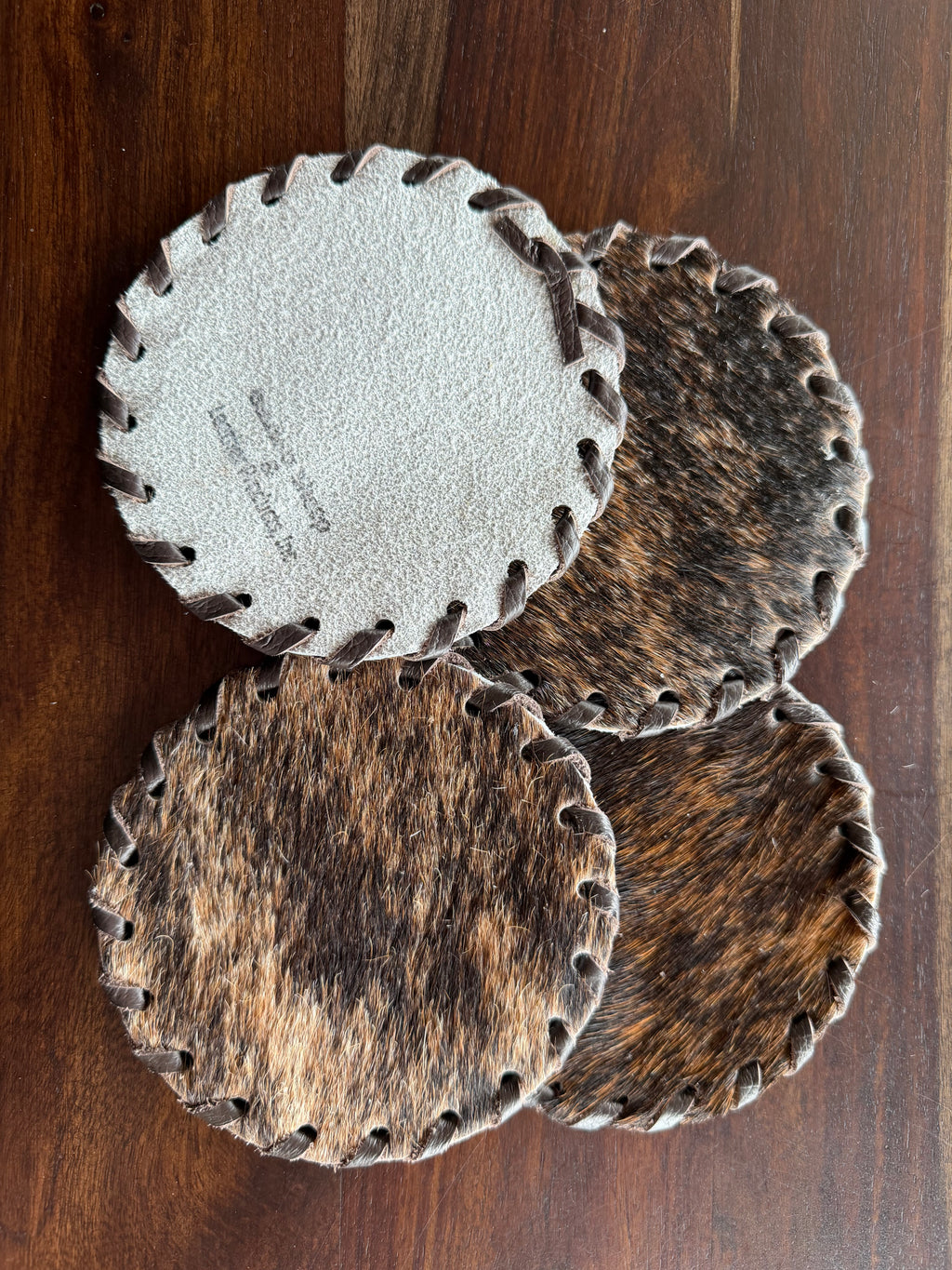 Cowhide Coaster Set