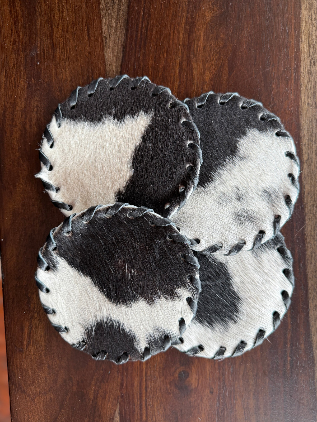 Cowhide Coaster Set
