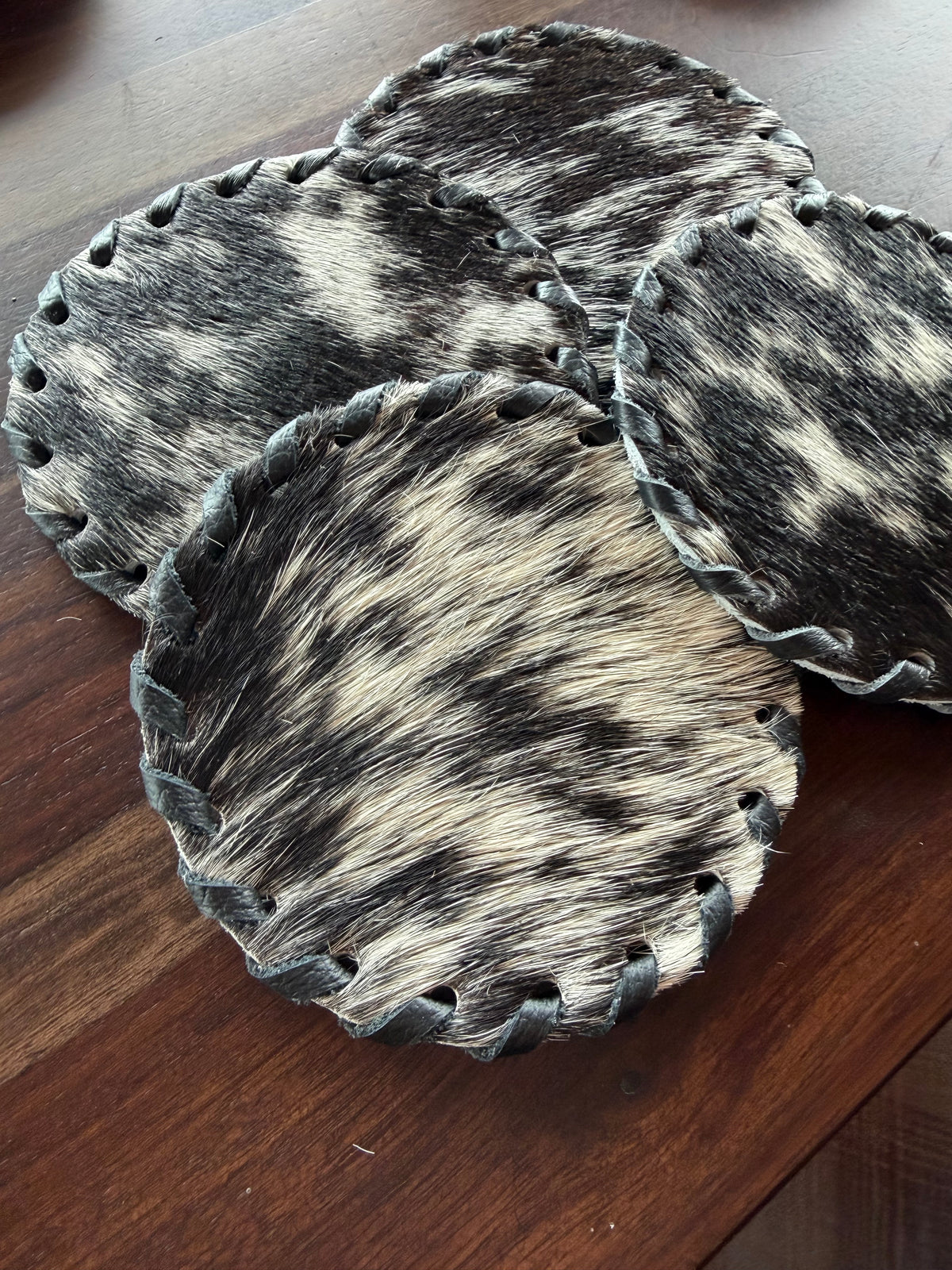 Cowhide Coaster Set