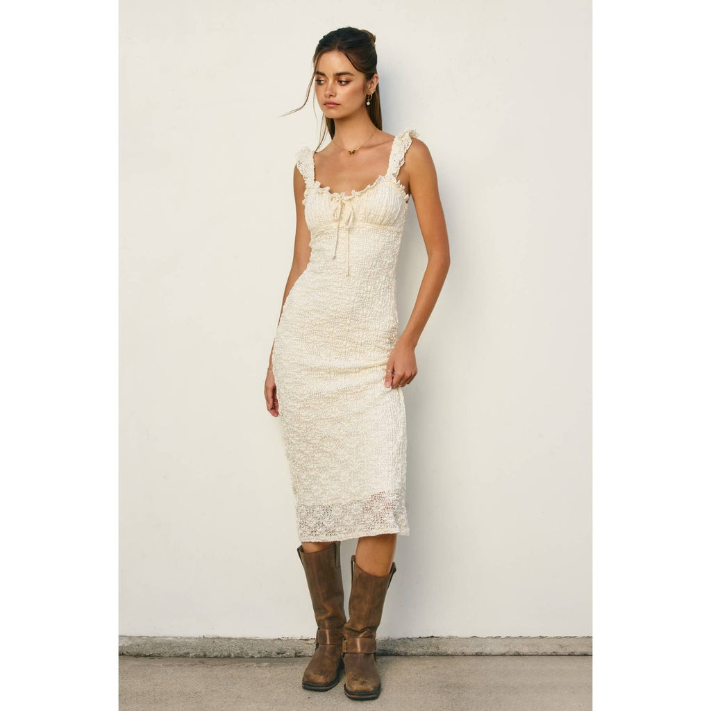 Breeze & Blossom Flutter Ruffled Midi Dress