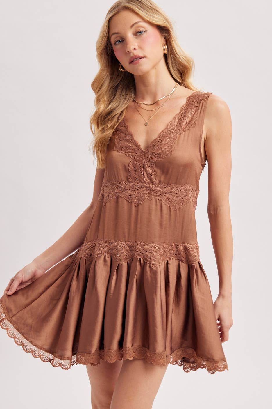Satin & Lace Mini Dress