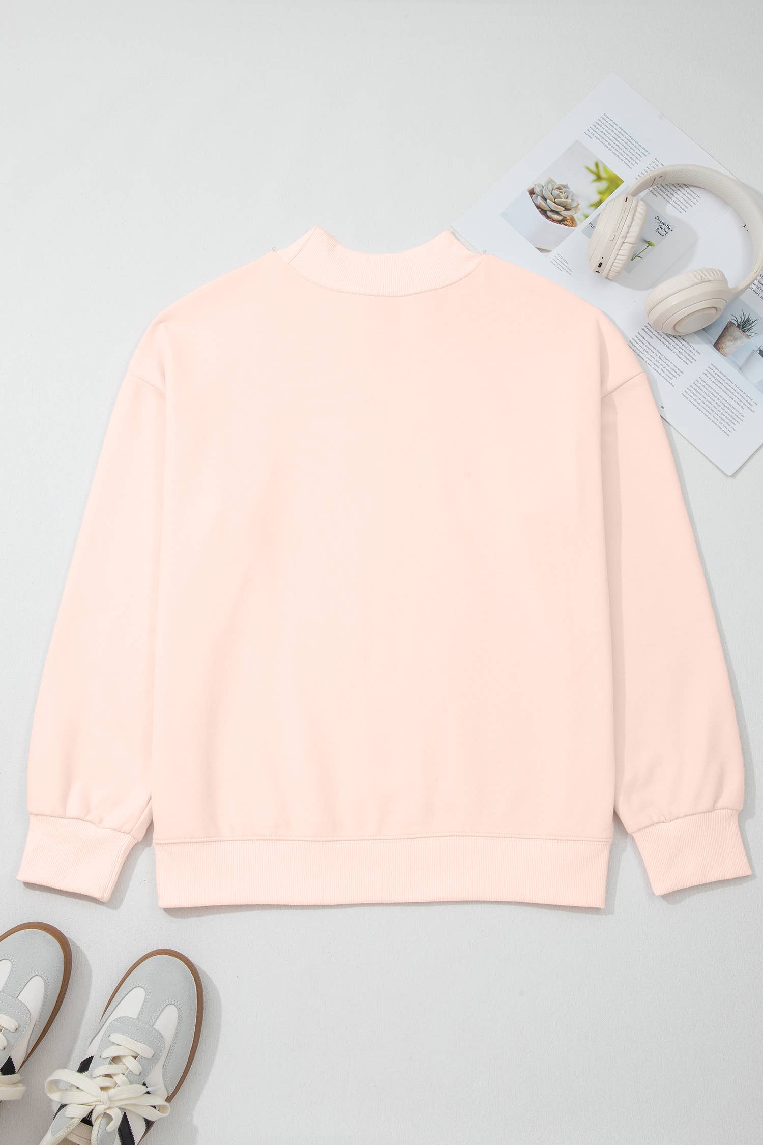 Oversized Blessed Embroidered Mock Neck Sweatshirt