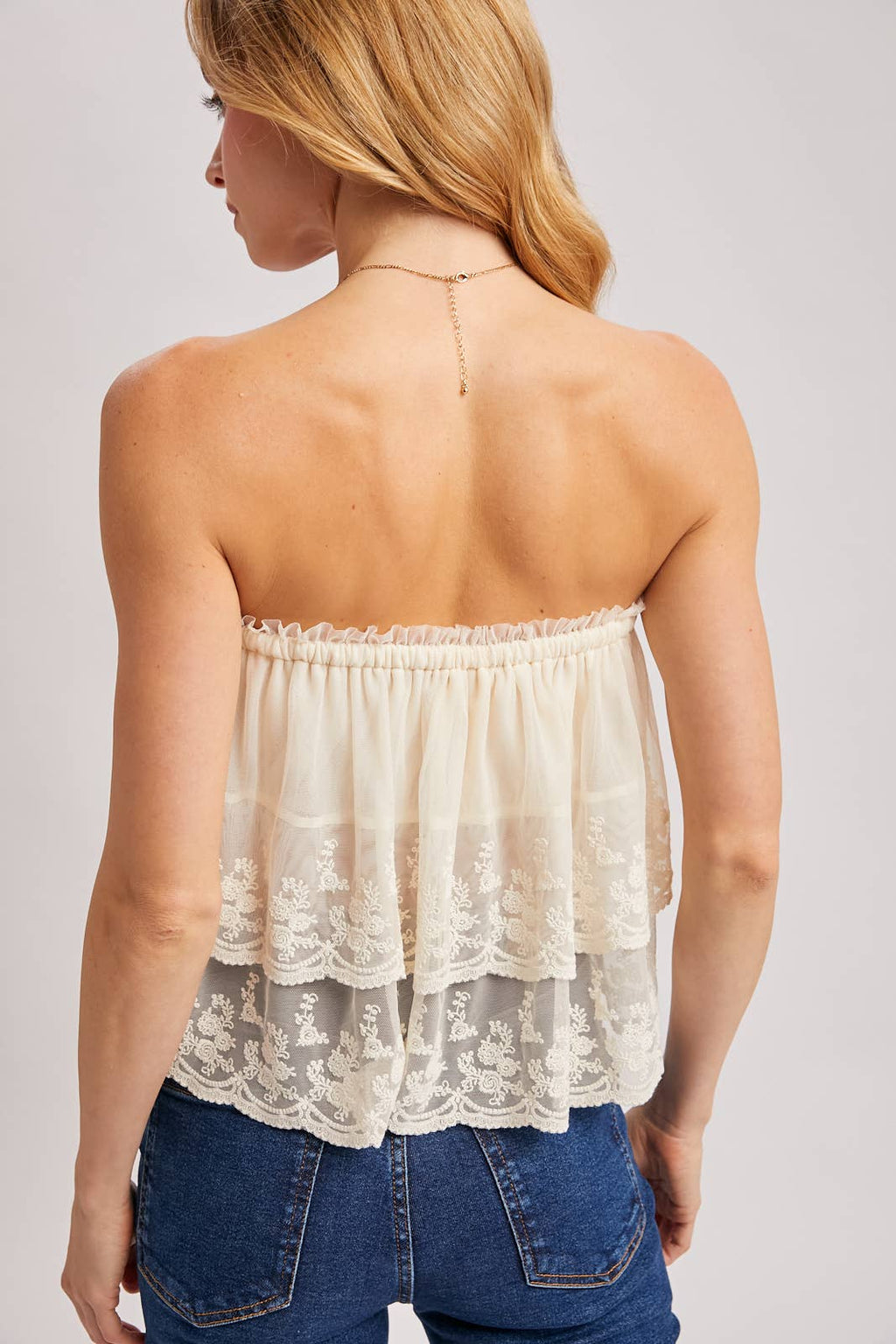 Tiered Lace Tube Top