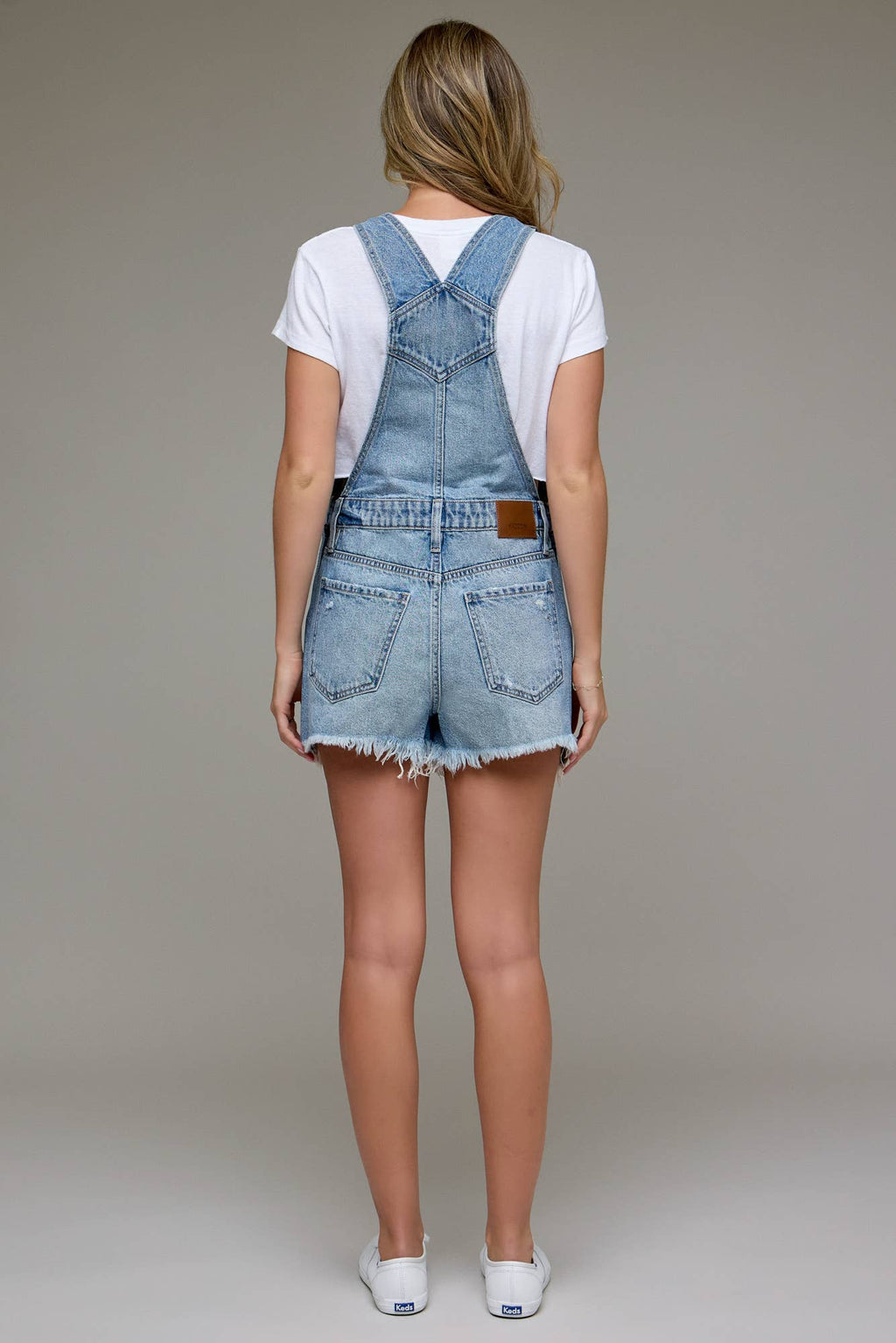 Medium Wash Frayed Hem Shortall