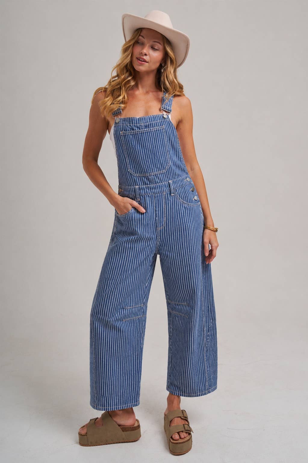 Striped Denim Overalls