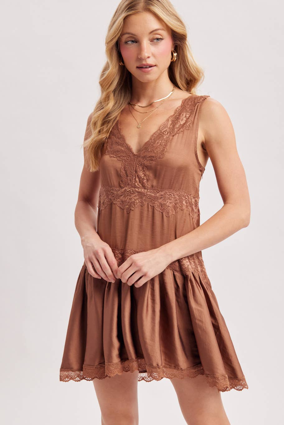 Satin & Lace Mini Dress