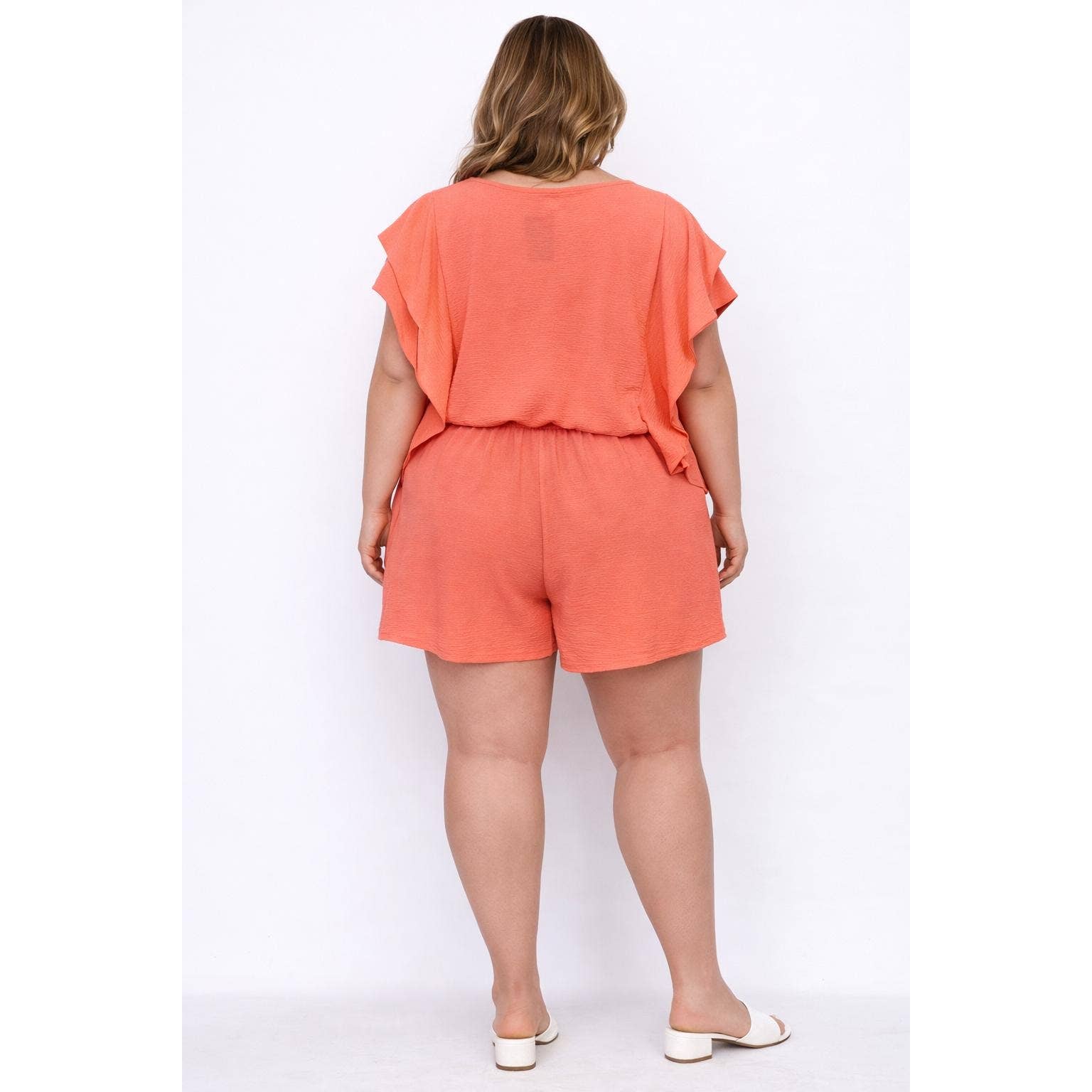 Plus Size Flutter Sleeve Top & Shorts