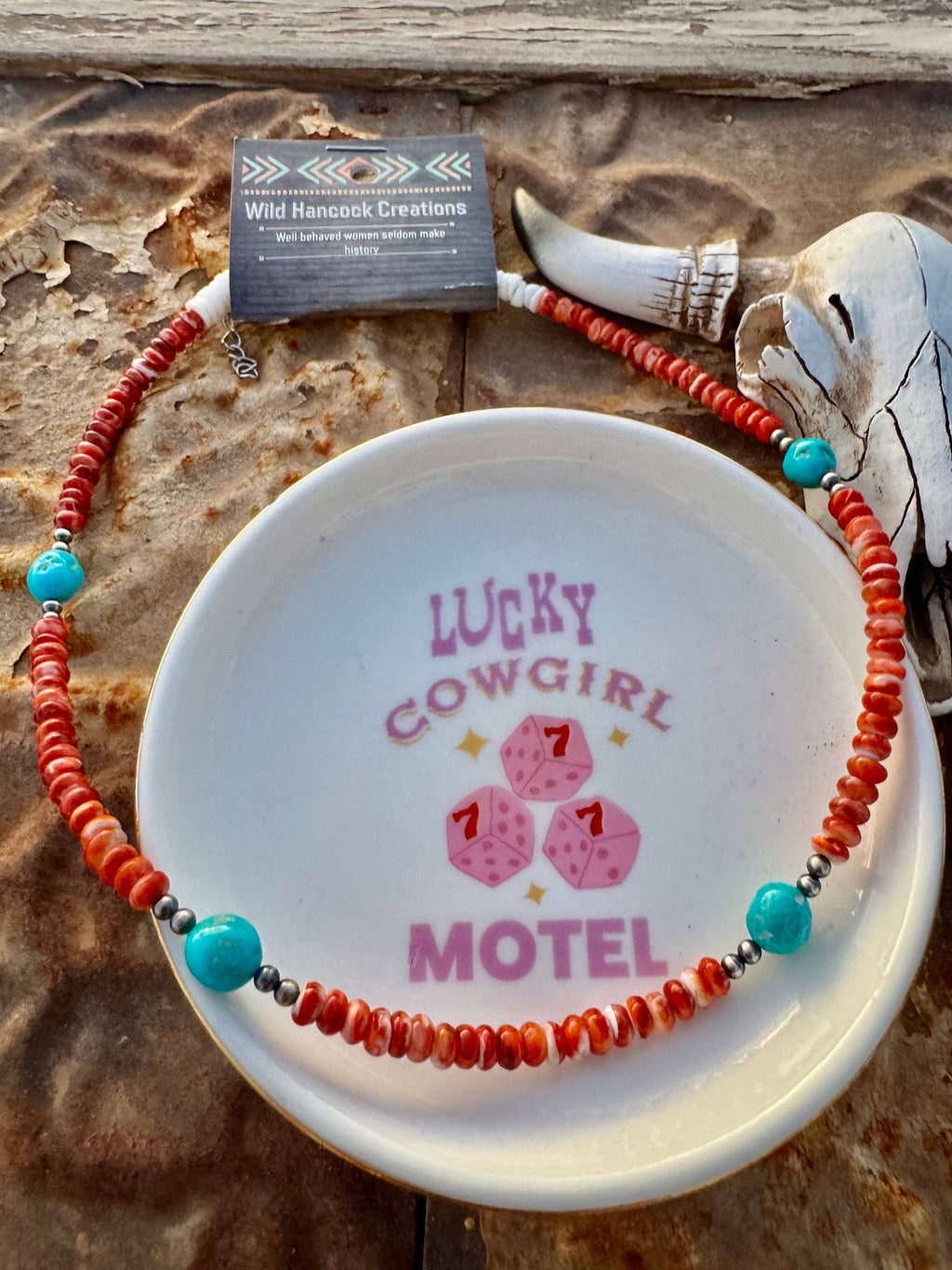 Orange Spiny Oyster Necklace/Turquoise & Navajo Pearl choker
