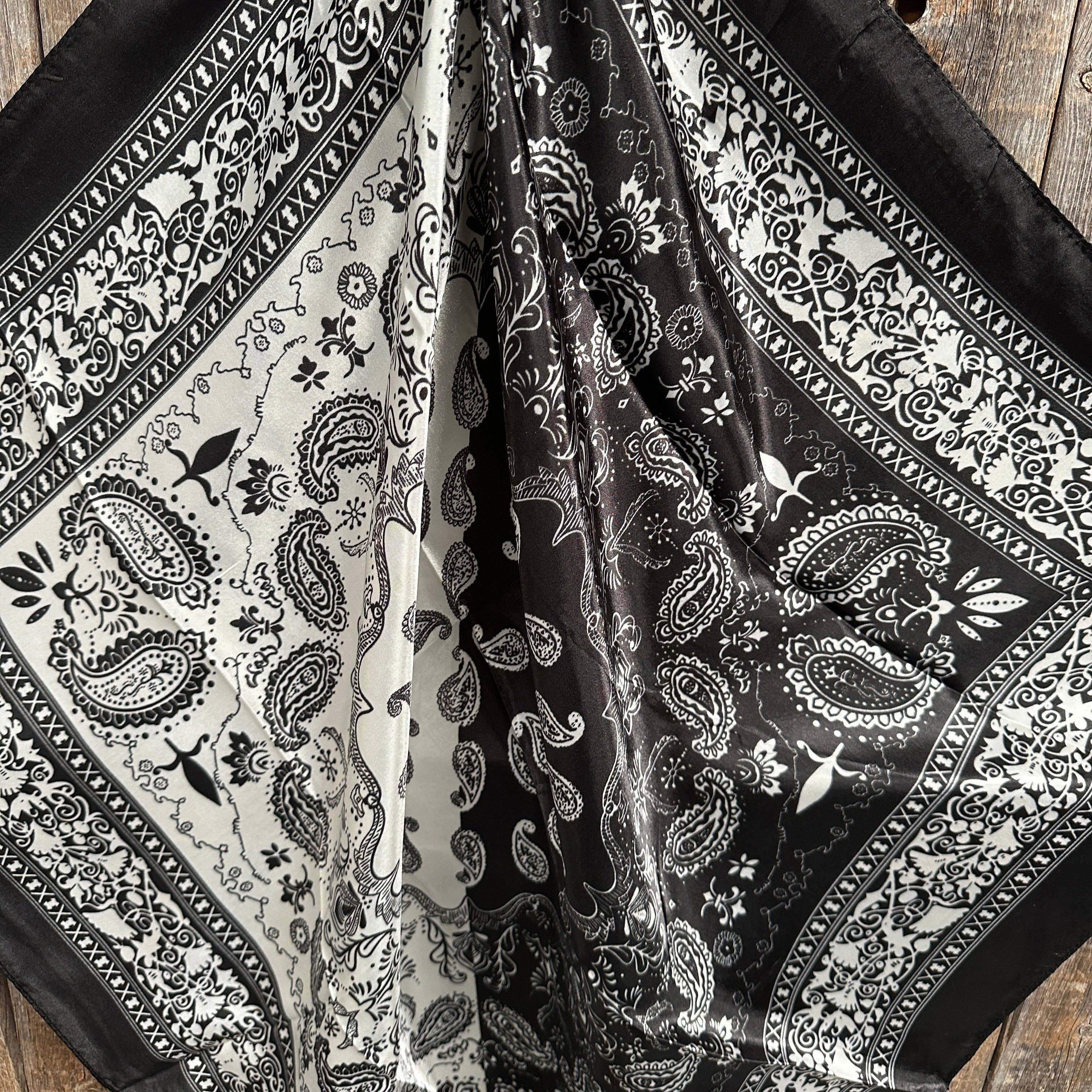 Black and White Paisley Wild Rag