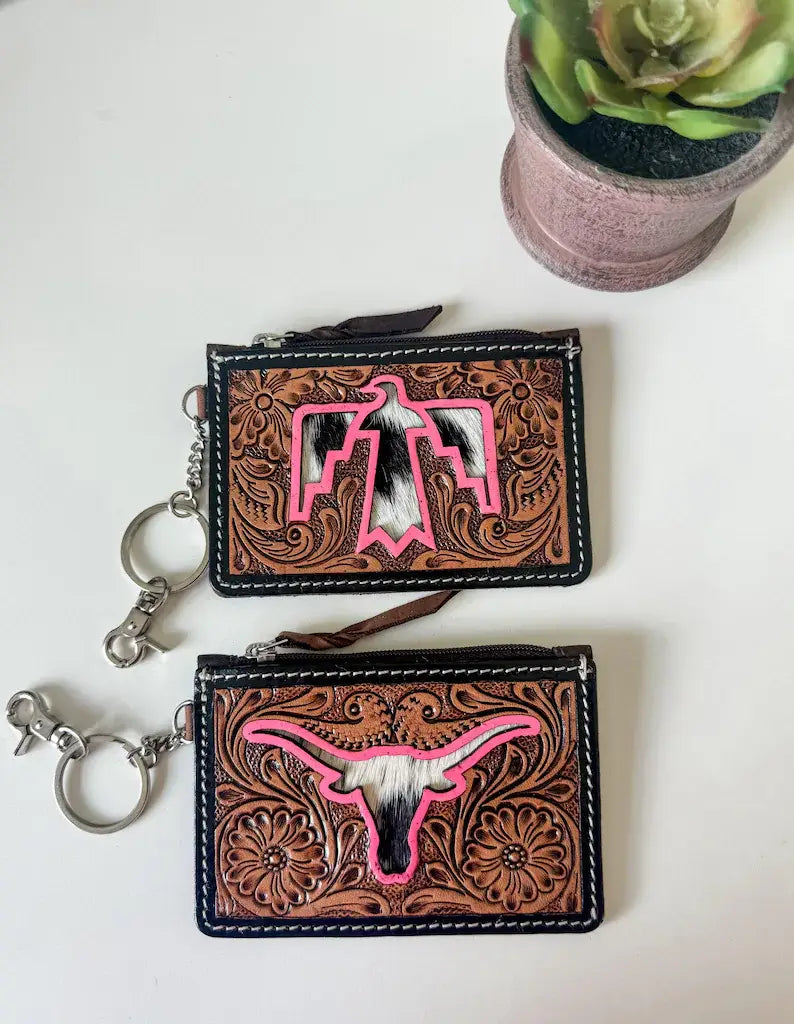 Tooled Leather Keychain Wallet