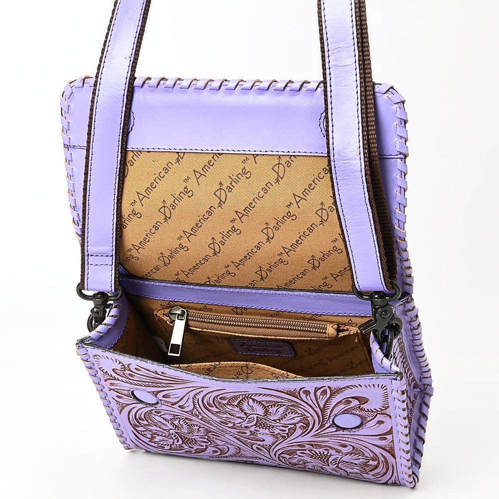 Genuine Leather Lavender Western Bag