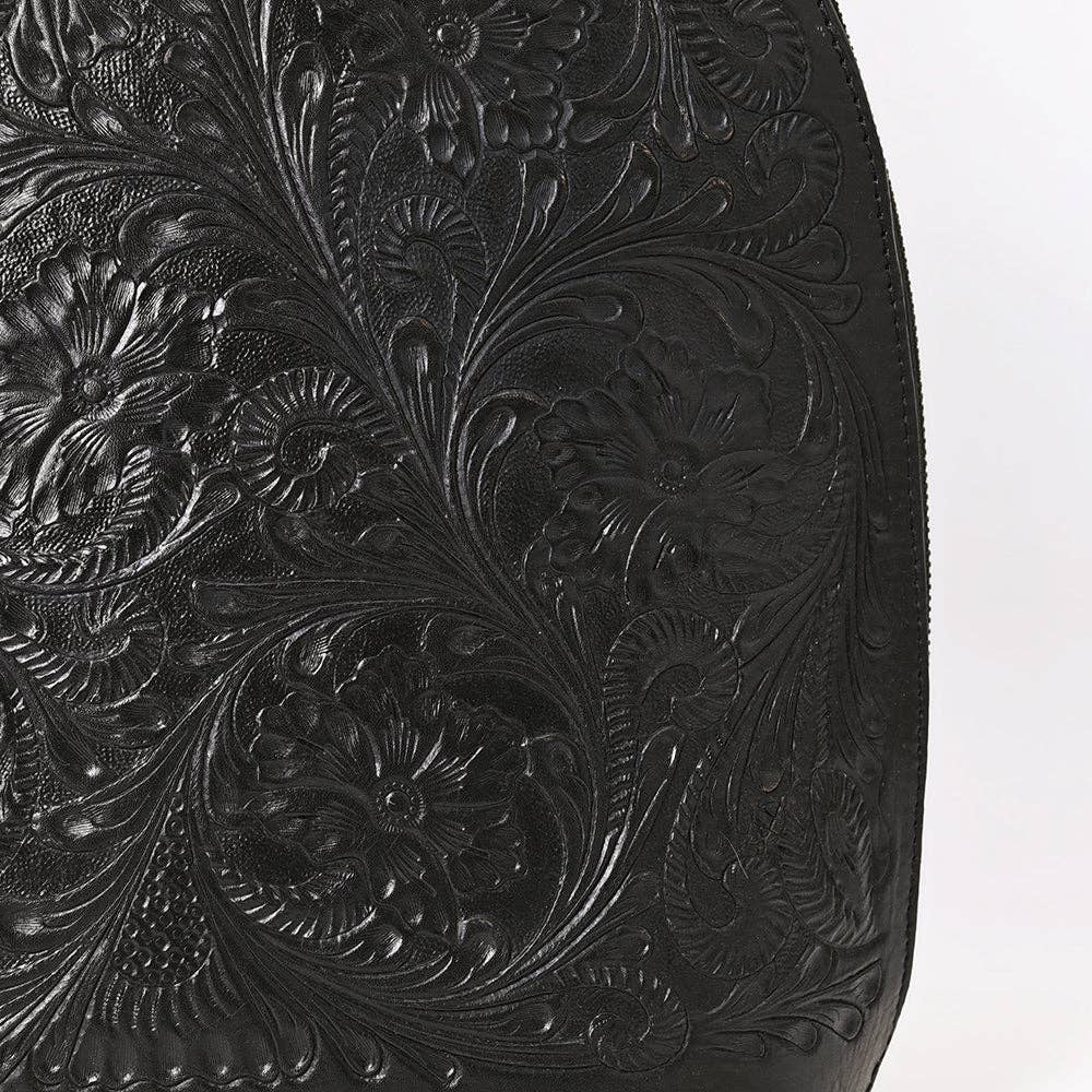Floral Hand-Tooled Leather Backpack