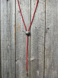 Seed Bead w/Silver Concho & Blossom Bolo Style Necklace