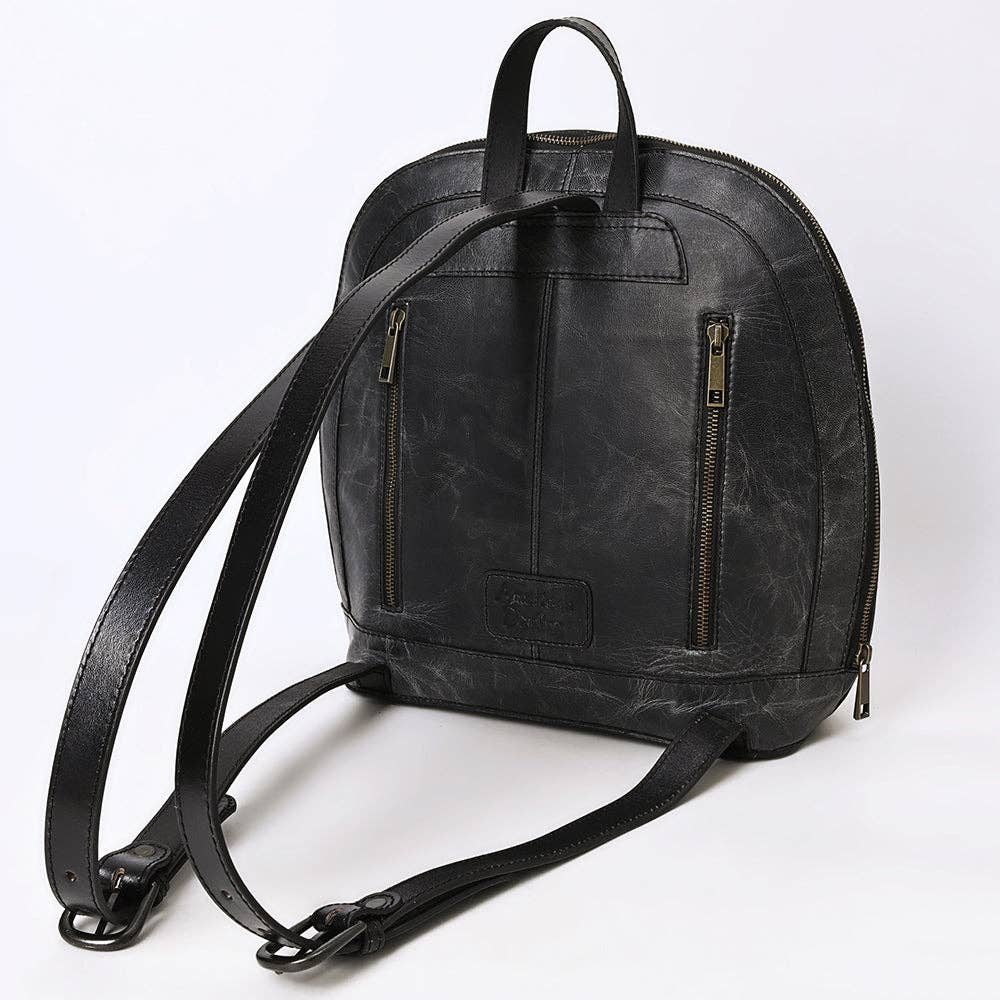 Floral Hand-Tooled Leather Backpack