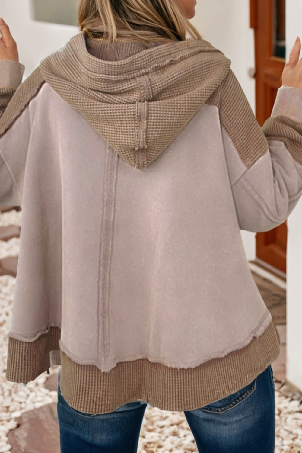Waffle Patchwork Hoodie