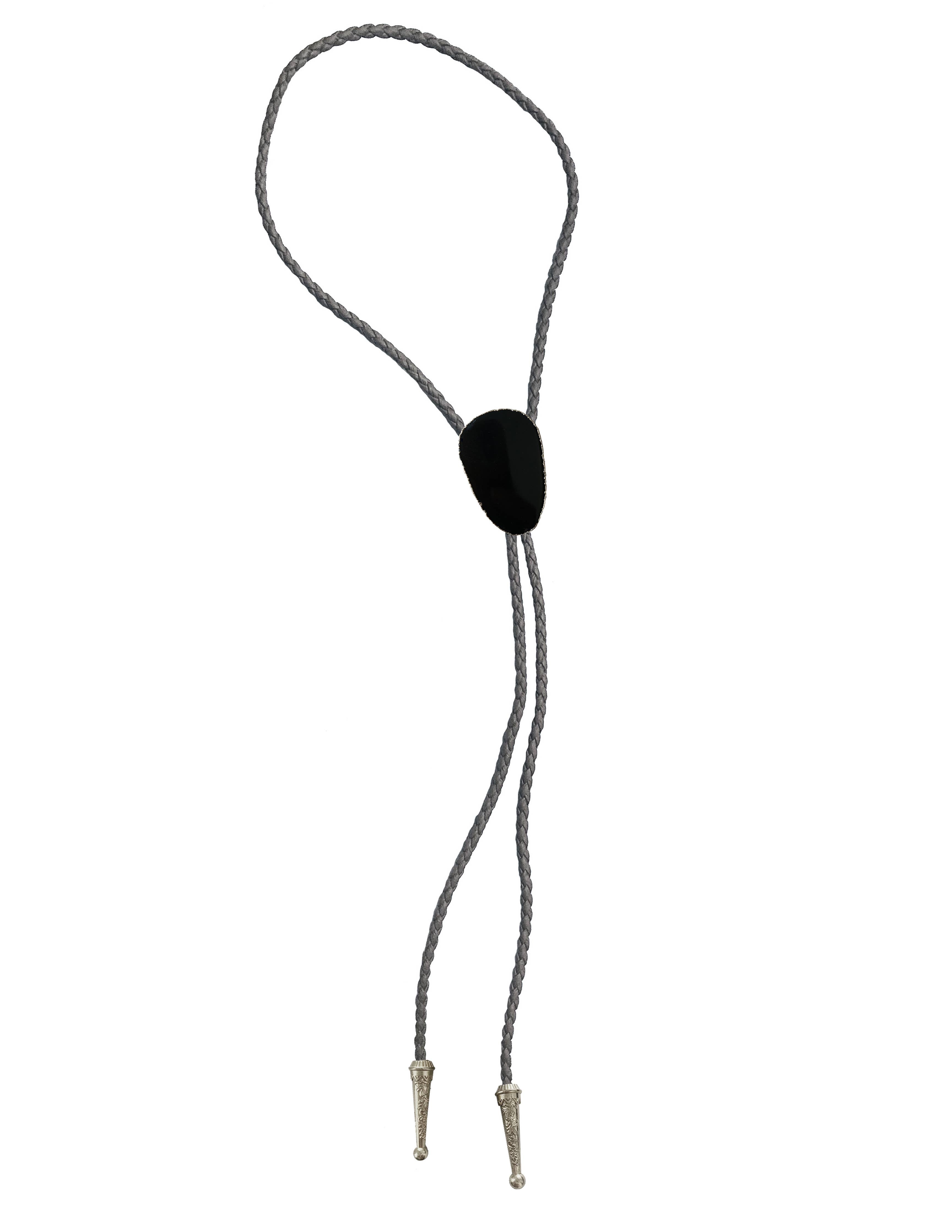 Gemstone Bolo Tie - Onyx (Silver)