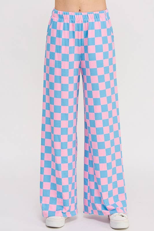 Plus Size Checkered Knit Pants