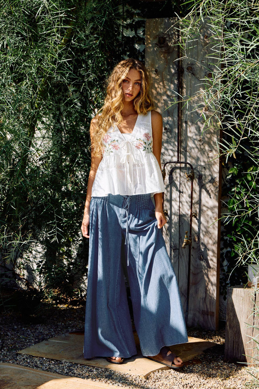 Embroidered Linen Top