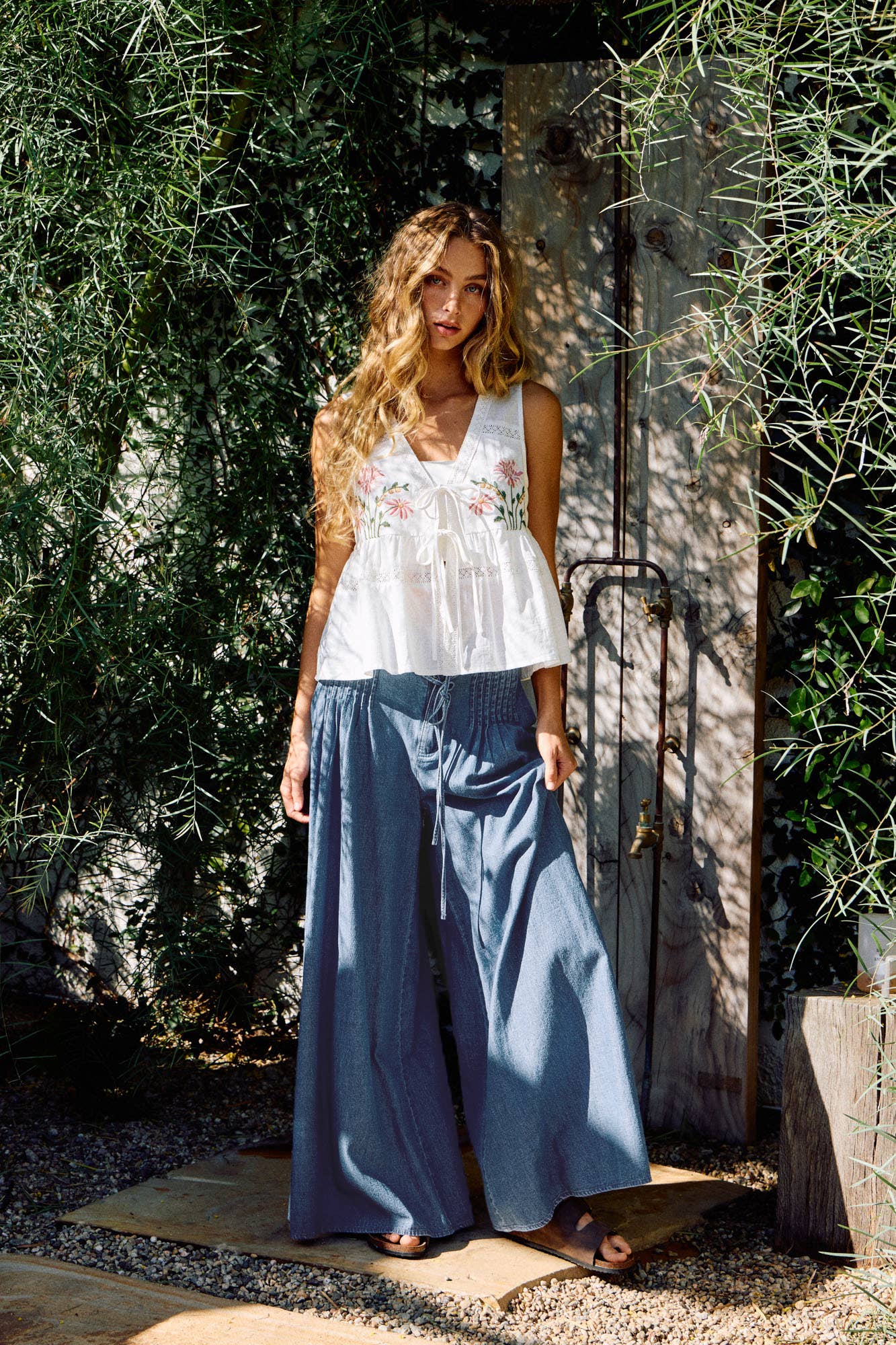 Embroidered Linen Top