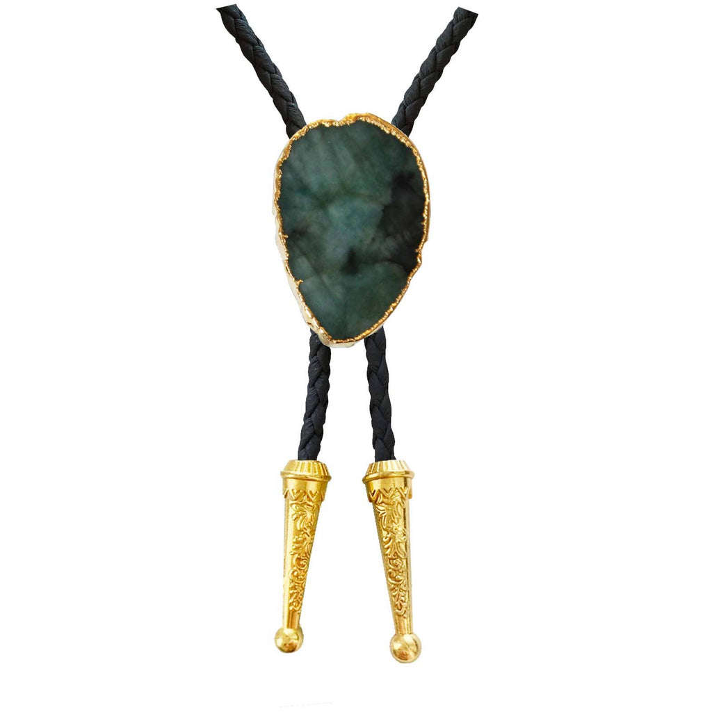 Gemstone Bolo Tie - Emerald (Gold)