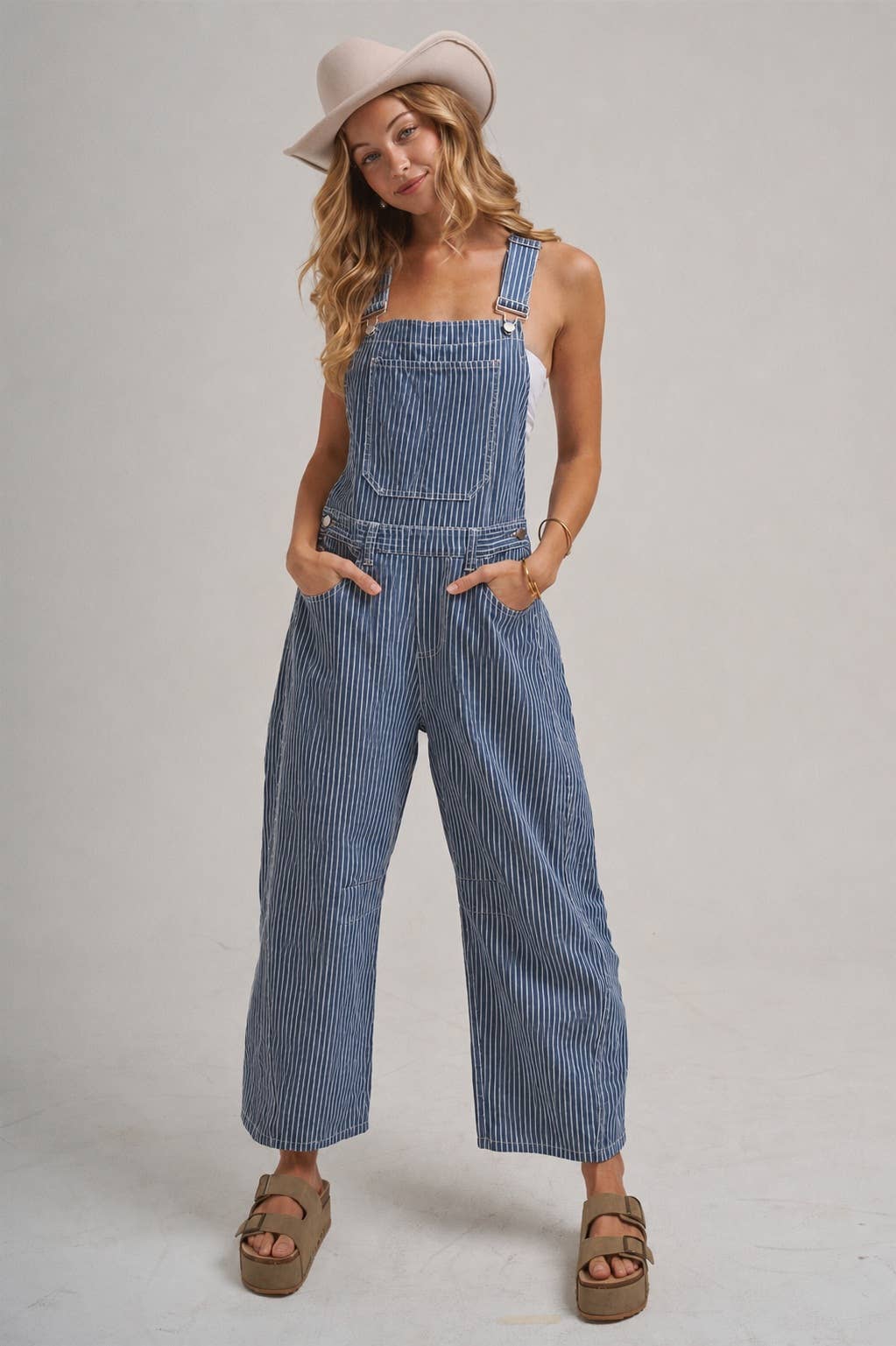 Striped Denim Overalls