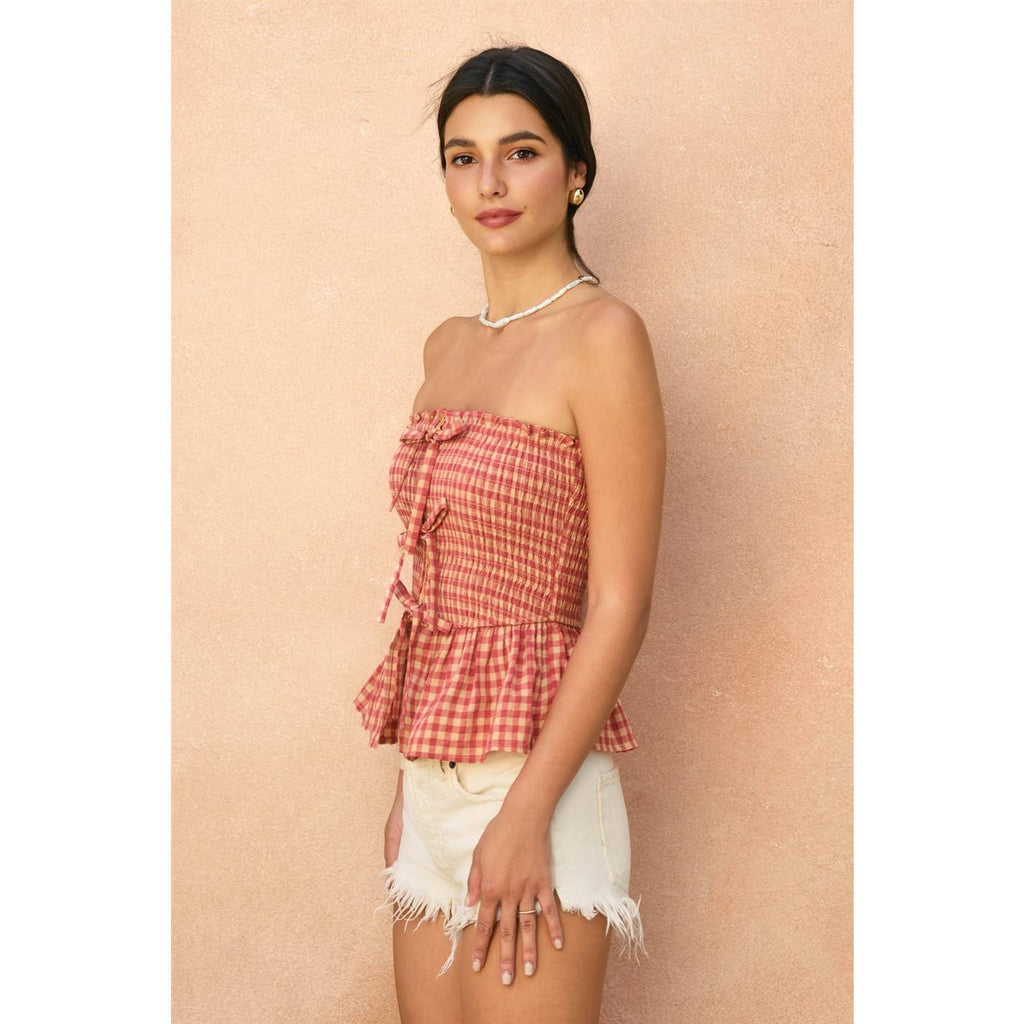 Cherry Basket Smocked And Flared Tube Top