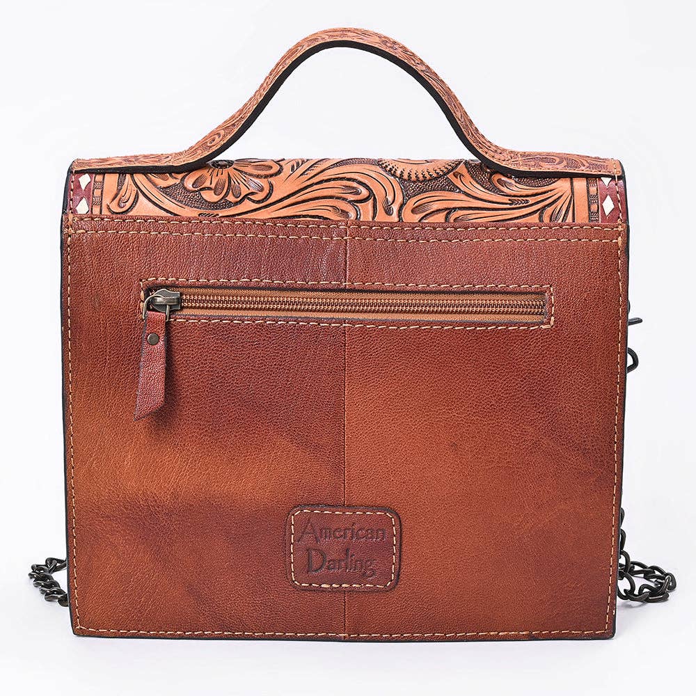 American Darling Hand Tooled Floral Carved Leather Bag