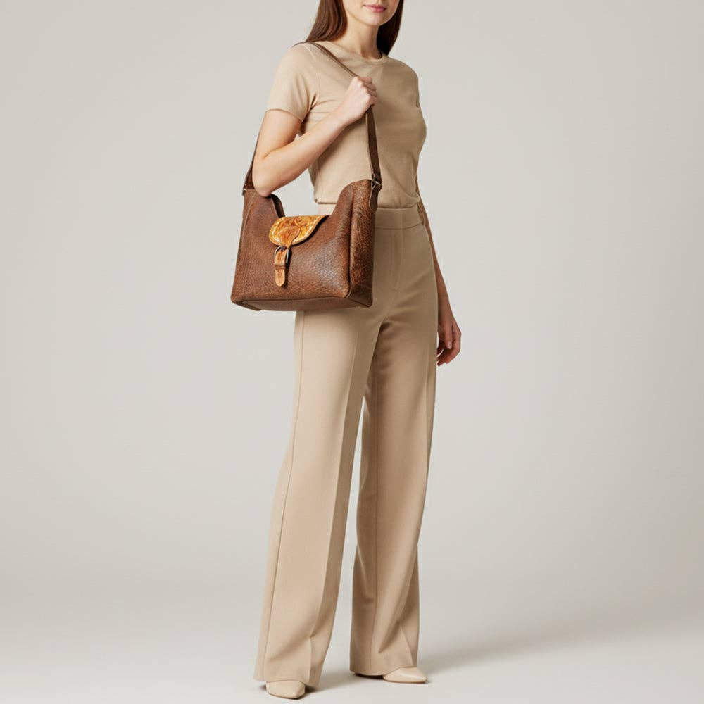 Genuine Leather Western Tote Bag