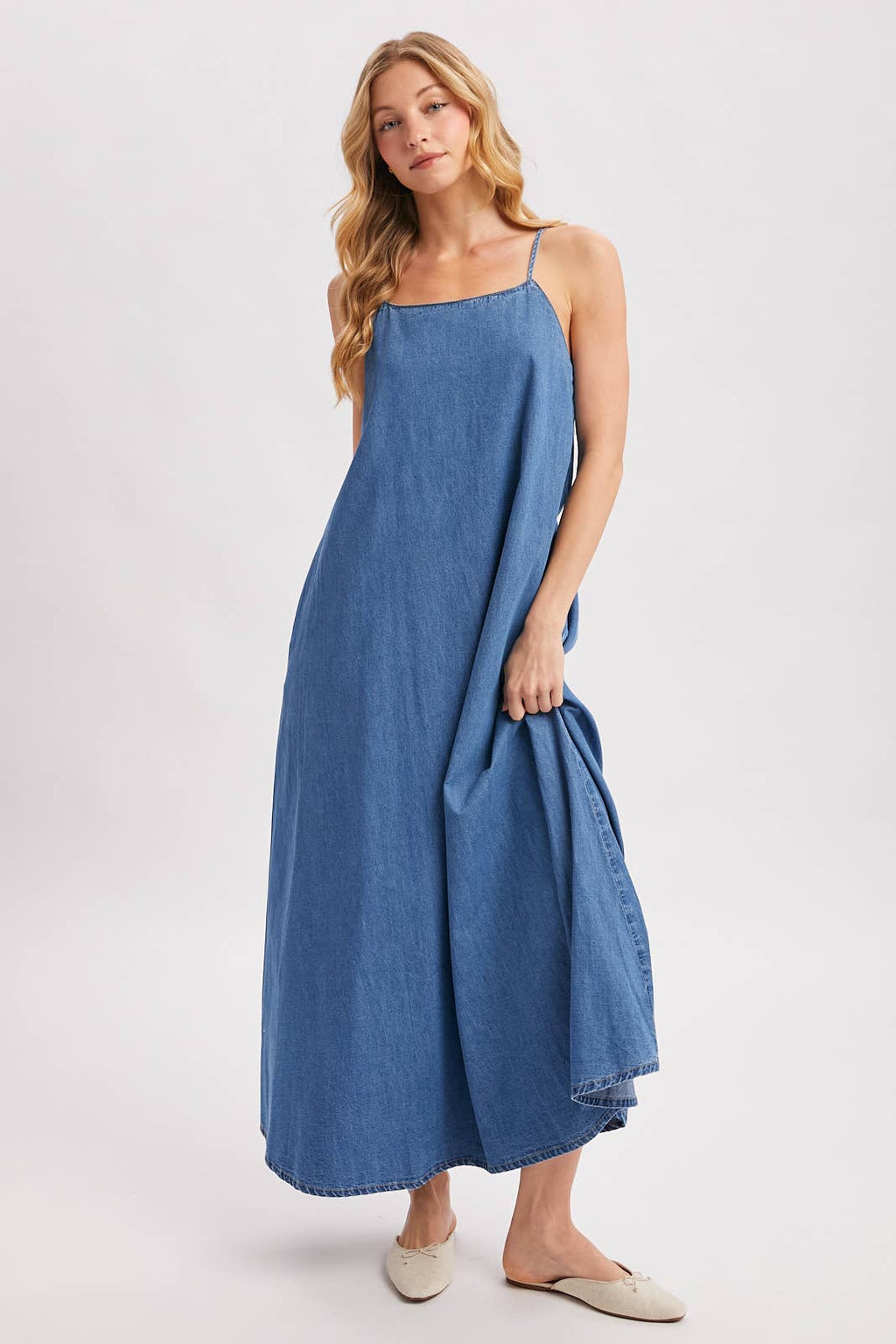 Denin Open Back Maxi